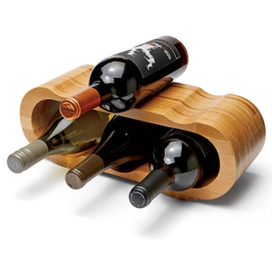 Support à vin moderne minimaliste en bois massif, étagère à vin ondulée en acacia, organisateur de vin de bureau peu encombrant pour la maison ou le bar - Product Image 3