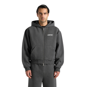 Men's Full <b>Zip</b> Hooded Tracksuit With Wide Leg <b>Trousers</b> Drawstring Waist <b>Side</b> Pockets Open Hem Relaxed Two Piece Wholesale Custom - Product Image 3