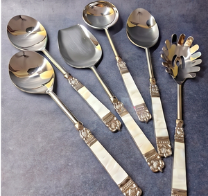 Ensemble de couverts élégants en acier inoxydable avec cuillères et ustensiles de service polis miroir pour la table de mariage - Product Image 1