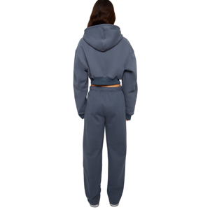 Conjunto de Dos Piezas de Sudadera con Capucha para Mujer, Manga Larga, Color Azul Sólido, Informal, Tejido de Punto, Corte Holgado, para Todas las Temporadas - Product Image 2