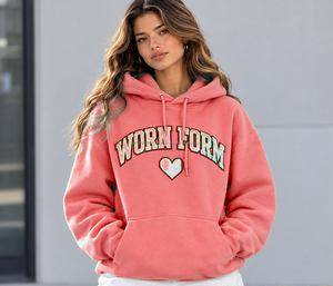 Women's <b>Pink</b> Oversized Hoodie Custom Glitter Print Heart Logo Fleece <b>Sweatshirt</b> Regular Sleeve Autumn Style Streetwear - Product Image 6