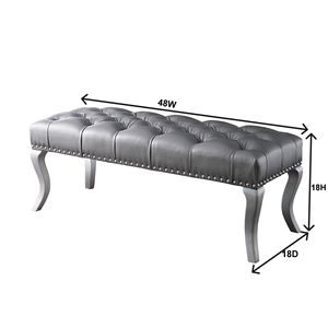 Decor Maxem Tufted <b>Fabric</b> Upholstered Bench with Nailhead <b>Trim</b> for Living Room Furniture - Product Image 6