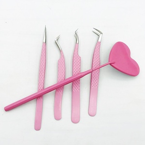 Pince à épiler professionnelle RMI en acier inoxydable, rose poudré, à pointe en fibre, avec poignée diamantée, pour cils - Product Image 6