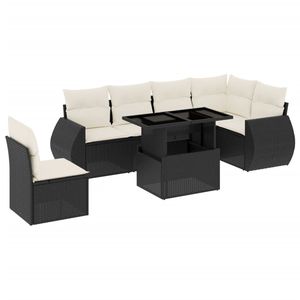 Conjunto de Sofás Modulares Grandes de Ratán PE Negro para Jardín, Muebles Modulares Elegantes para Exteriores - Product Image 2