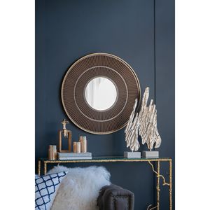 Specchio Decorativo Rotondo in Legno 31.5x1x31.5 con Cornice in Ferro Dorato, Colore Neutro, per Decorazione Murale in Bagno, Ingresso e Soggiorno - Product Image 6