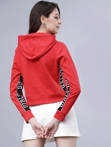 Sudadera con capucha roja para mujer, manga larga, estampado de letras, tejido de algodón, transpirable, ropa de otoño - Product Image 6
