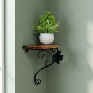Soporte de Pared de Madera y Hierro para Sala de Estar, Decoración del Hogar, Soporte Rústico para Estante Flotante, Estante Decorativo de Pared - Product Image 6