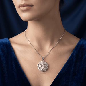 Colgante redondo de diamante cultivado en laboratorio, collar con racimo de diamantes, colgante con halo floral, elegante joyería fina para mujer, colgante de regalo para mujer - Product Image 5