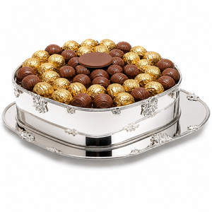 Bol à chocolat en acier inoxydable avec plateau de service plaqué argent, plat rond en métal pour bonbons, idéal pour les mariages, les hôtels et la décoration de table - Product Image 4
