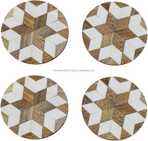 Sous-verres en bois et résine de style européen luxueux, épaisseur 7 mm, couleur personnalisée, pour boissons, thé, décoration de table à la maison, hôtel, restaurant - Product Image 3