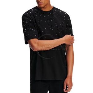Meilleur prix T-shirts bas quantité minimale de commande pour hommes Street Wear T-shirts stylés T-shirt à manches courtes en strass pour hommes - Product Image 1