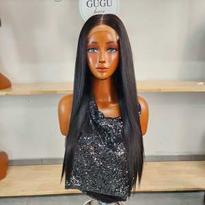 GUGU Hair 100% Vietnamese Virgin Human Hair Bone Straight <b>Wig</b> Black Lace Front for Lace Transparent <b>Long</b> 180% Density - Product Image 1