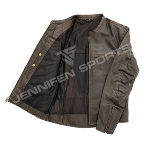 Blouson en cuir pour moto, vente en gros, sur mesure, fait main, élégant, style urbain, pour homme, en cuir véritable - Product Image 2