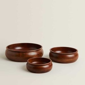 Handmade <b>Wooden</b> <b>Bowls</b> Natural Wood Grain Round Serving <b>Bowls</b> Minimalist Crafted For Home Use - Product Image 3