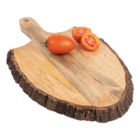 Live Edge Peddelvormige Mango Hout Snijplank Met Boomschors Rand Hak En Voorbereidingsplaat Voor Groothandel Bulkvoorraad