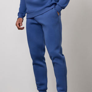 Ensemble de survêtement unisexe bleu, pantalon de jogging décontracté, couleur unie, manches longues, coton mi-lourd, vêtements d'hiver, poches latérales, à capuche - Product Image 2