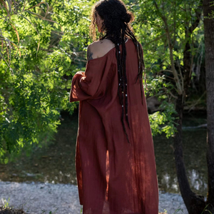 <b>Long</b> Cotton Robe Kimono <b>Boho</b> Layering Piece Open Front Wide Sleeve Ritual Wear Everyday Wear - Product Image 1