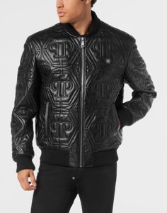Blouson Bomber Homme Noir Motif Croco Gaufré avec Lettres, Fermeture Éclair, Col Rabattu, Coupe Slim, Style Moto, Hiver Automne - Product Image 2