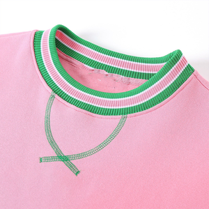 Pull ras du cou en chenille à rayures roses personnalisé pour les acheteurs B2B en gros avec options de logo personnalisé et service de marquage personnalisé - Product Image 5