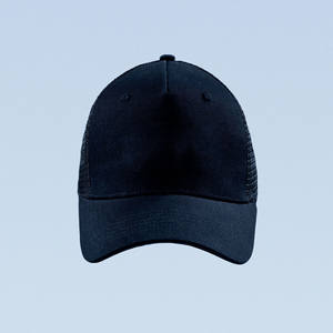 หมวกแก๊ปตาข่ายแบบ Trucker สีกรมท่า ปรับขนาดได้ สั่งทำโลโก้ OEM สำหรับผู้ใหญ่ พร้อมแผงสีโทนเดียวกันและตัวล็อคด้านหลัง - Product Image 3