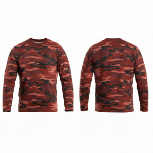 Wholesale Clothing Manufacturer Apparel <b>Camouflage</b> Long Sleeve Crew Neck <b>T</b> <b>Shirt</b> Men's Workwear Breathable Cotton Camo <b>T</b> <b>Shirts</b> - Product Image 2