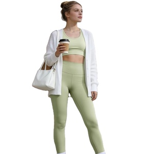 Leggings tricotés taille haute pour femmes, longueur intégrale, couleur unie, extensibles, respirants, sportifs, pour le yoga et le fitness - Product Image 1
