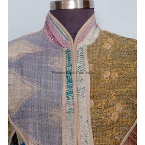 Nouveauté : veste en patchwork de coton indien fait main, multicolore, style Kantha, ethnique, bohème, pour un usage décontracté. - Product Image 3