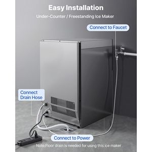 Attrezzatura di Refrigerazione per Cucine Commerciali, Macchina per il Ghiaccio in Acciaio Inox, Produzione 200 Libbre/24h, Capacità di Stoccaggio 50 Libbre - Product Image 6