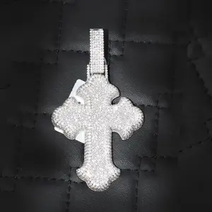 Pendentif Croix en Moissanite VVS Couleur D de Haute Qualité, Argent 925, Bijoux Hip Hop Glacés, Collier Breloque Religieuse Certifié GRA, Unisexe - Product Image 5