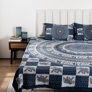 Premium Elephant Printed Soft Cotton <b>Bedding</b> Double Bed Flat <b>Bedding</b> 2 Pillow Covers <b>Hotel</b> & Home <b>Style</b> Wholesale Price - Product Image 3