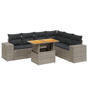 Grey Garden <b>Sofa</b> <b>Set</b> With Cushions UV Resistant PE Rattan Outdoor Furniture Contemporary Design Waterproof - Product Image 2
