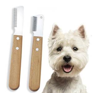 Wood Handle Dog Comb Fine Coarse <b>Teeth</b> Pet Grooming <b>Tool</b> Hair Removal Undercoat <b>Cleaning</b> - Product Image 1