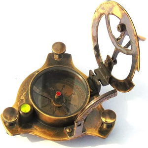 Reloj de sol náutico de latón antiguo de 2,5 pulgadas de la mejor calidad, brújula, tienda de artesanía, puntero de aluminio RJ para senderismo y Camping - Product Image 6