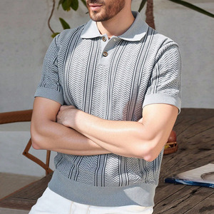 Chemise de golf pour homme à manches courtes, coupe ajustée, tricotée, à séchage rapide, avec logo personnalisé et imprimé estival, à demi-boutonnage - Product Image 4