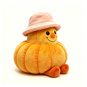 ตุ๊กตาฟักทองสีส้มแบบกำหนดเองได้ นุ่มนิ่ม ตกแต่งธีมฤดูใบไม้ร่วง ตุ๊กตาฟักทองทรงกลมพร้อมรายละเอียดแบบแบ่งส่วน หมอนฟักทองนุ่มๆ - Product Image 1