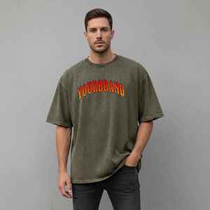New Arrived 2026 100% Cotton Men's T-Shirt Custom Screen Printed Logo Solid Color Loose Fit Breathable Eco-Friendly <b>Hip</b> Hop - Product Image 4