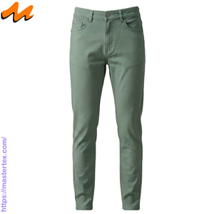 Pantalones Casuales de Corte Recto para Hombre MASTER TEXTILE, Color Sólido, Cintura Media, Tejido Twill Transpirable, Algodón/Spandex, Teñido en Prenda, con Botones - Product Image 2