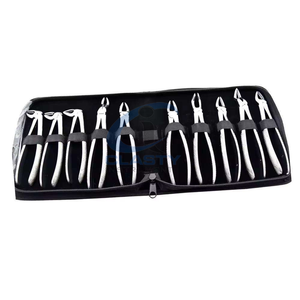 Ensemble de forceps dentaires en acier inoxydable, manuel, couleur argent, poignée moletée, instruments chirurgicaux de classe II, 10 pièces, étui inclus - Product Image 3