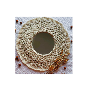 Espejo de Macramé Decorativo de Pared, Diseño Único MKI, Estilo Clásico Redondo, para Decoración del Hogar, Bodas, Sala de Estar, Suministros Indios - Product Image 6