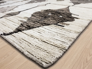 Desert Motif Hand Knotted Wool Rug with Tribal Diamond Pattern | Artisan <b>Carpet</b> for Warm Contemporary Interiors - Product Image 5