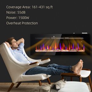 Caminetto Elettrico in Vetro con Display LED Lineare da 50 Pollici, Montabile a Parete, Telecomando, Fiamma Regolabile, Colore e Luminosità Regolabili, per Auto - Product Image 6