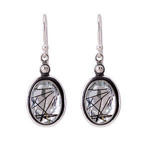 Black Rutilated Quartz 925 Sterling <b>Silver</b> <b>Earring</b> Gemstone Jewelry Handmade <b>Earring</b> Oval <b>Earring</b> Women Jewelry - Product Image 1