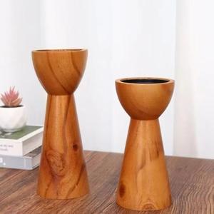 HASAN CRAFT Ensemble de 3 bougeoirs en bois faits à la main, écologiques, en forme de pilier tourné, avec forme personnalisée pour la décoration intérieure - Product Image 6