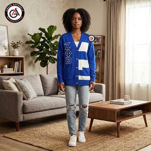 Zeta Phi Beta Finer Embroidery Women Acrylic <b>Cardigans</b> | ZOB Sorority Embroidered Ladies Custom Style <b>Cardigan</b> <b>Sweater</b> - Product Image 4