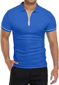 Camisas Polo de Manga Corta para Hombre, Cuello Solapa, Cierre de Cremallera, Corte Ajustado, Diseño Básico, Algodón - Product Image 3