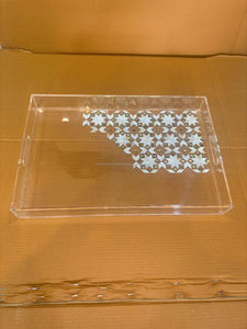 Nouveau design musulman arabe fait à la main personnalisé nacre noire incrustation Ramadan cadeau gravé acrylique plateaux de service avec serpillière - Product Image 4