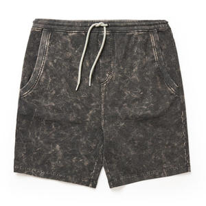 Shorts de sport respirants en molleton 100 % coton délavé à l'acide, écologiques, pour hommes, style streetwear, avec cordon de serrage, fabrication usine - Product Image 4