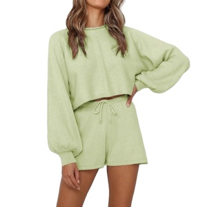 Ensemble de survêtement décontracté 2 pièces pour femme, coupe régulière, avec sweat à capuche uni et short, en Spandex/Polyester, Nouvelle Collection 2026 - Product Image 5
