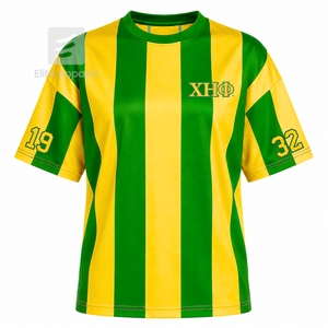 Custom Chi Eta Phi Sorority Sweatshirt Striped Short Sleeve green & yellow Casual Style for female with polyester lining - Product Image 1