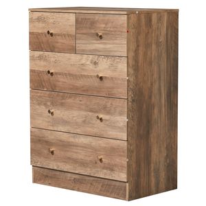 Cassettiere con Finitura Melaminica Effetto Lino 66*40*91cm, 3+2 Cassetti, Maniglie Oro Opaco, in Truciolato - Product Image 2